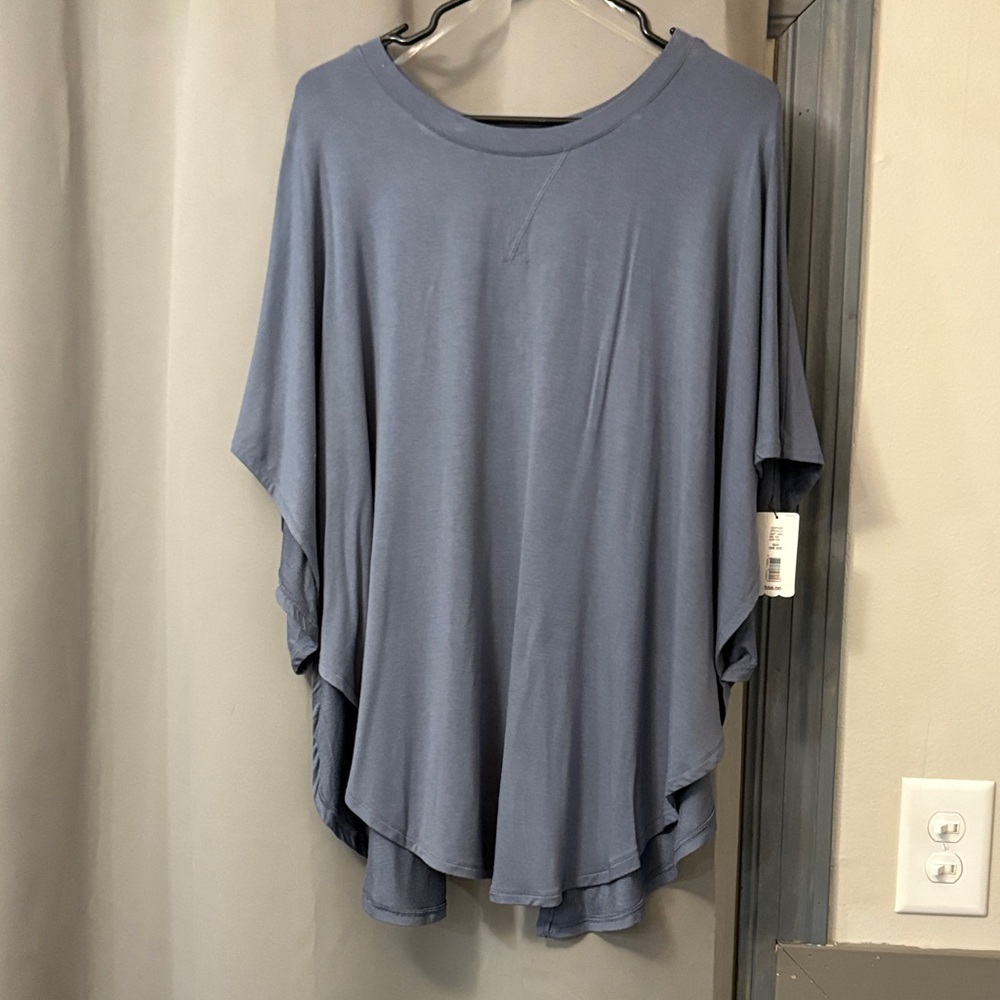 Casual Slate Blue Women's Short Sleeve Top